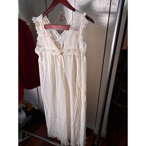 Vintage Christian Dior Lingerie Long Nightgown With Lace Sz Large 1980-1990